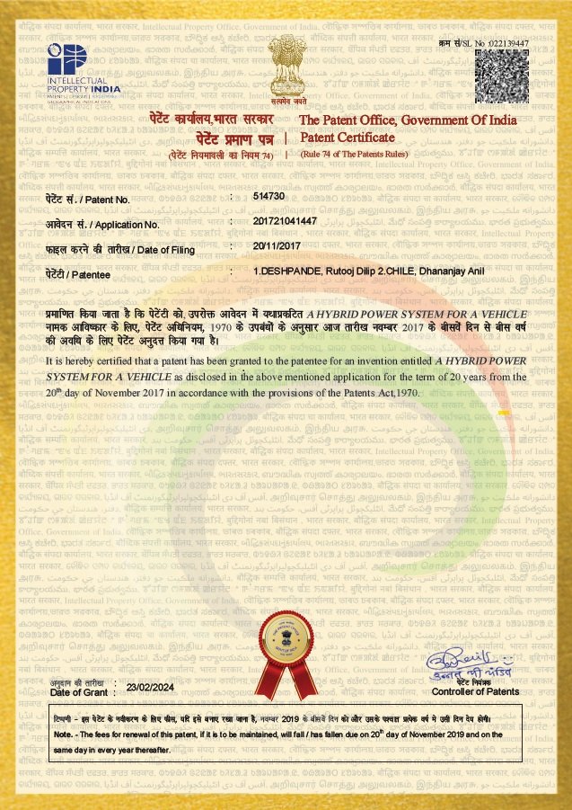 Indian Patent No. 514730